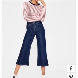 Boden Women's Sz 8P The York Cropped Jean High Rise Wide Leg Flare Culottes EUC